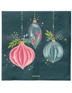 Serviette double épaisseur verte avec motifs de Noël 33x33 cm FSC MIX 70 % (30 unités)