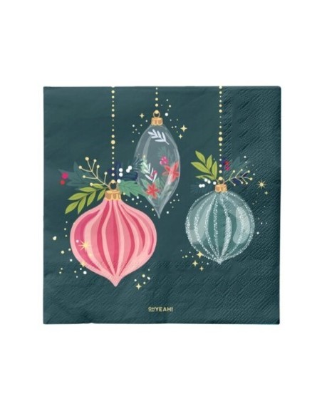 Serviette double épaisseur verte avec motifs de Noël 33x33 cm FSC MIX 70 % (30 unités)