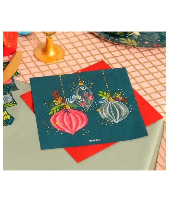 Serviette double épaisseur verte avec motifs de Noël 33x33 cm FSC MIX 70 % (30 unités)