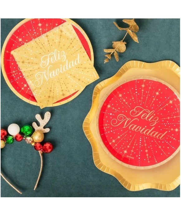 "Cloud" gold-colored metallic flat cardboard charger plate, Ø 33 cm (2 units)