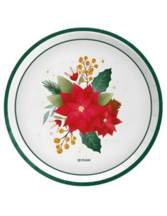 Assiette plate ronde « Étoile de Noël » Ø 23cm en carton (6 unités) FSC MIX 70 %