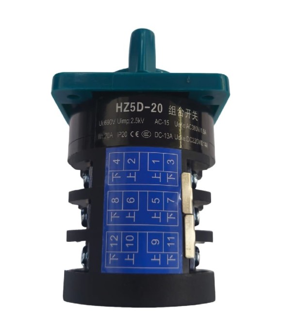 Conmutador giratorio 1-0-2 FWD-STOP-REV HZ5D-20 20A IP20 Cr
