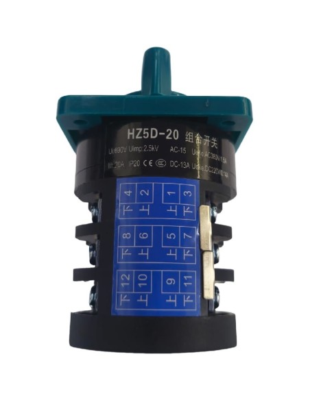 Conmutador giratorio 1-0-2 FWD-STOP-REV HZ5D-20 20A IP20 Cr
