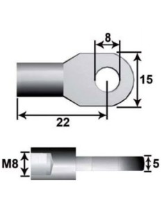 Embout à œillet métallique Ø 8mm G5 L22 M8 Max. 1 200N