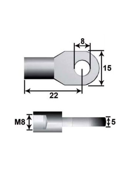 Anclaje metálico con ojo Ø 8mm G5 L22 M8 Máx. 1.200N