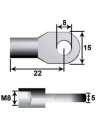 Metal eyelet end fitting Ø 8mm G5 L22 M8 Max. 1,200N