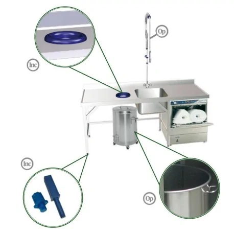 Mesa mural de prelavado