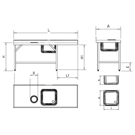 Pre-rinse wall-side table