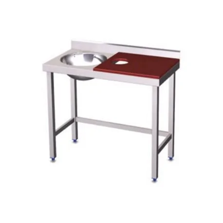 Stainless steel table for preparation and cleansing with fiber