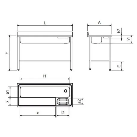 Mesa de preparación de verduras