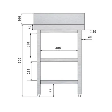 Mesa auxiliar mural de acero inoxidable 700x600 mm