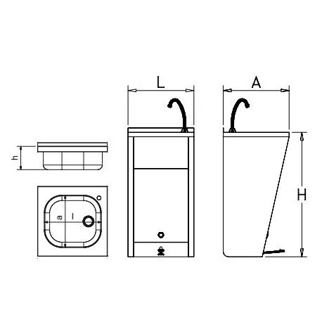 Lavamanos registrable con pedal de agua fría y caliente
