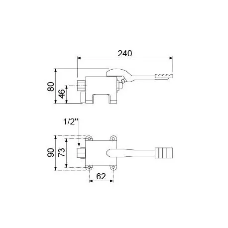 water tap 1/2" with pedal cold water floor mounting 