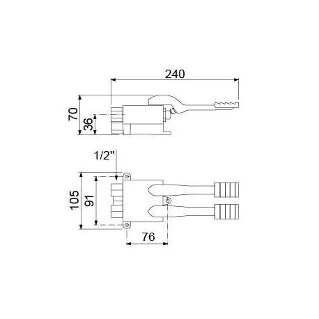 mixer tap 1/2" with pedal cold/warm water floor mounting 