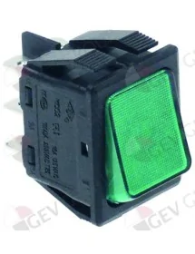 interrupteur à bascule 30x22mm vert 2CO 250V 16A lumineux raccord cosse mâle 6,3mm 