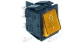 poussoir à bascule 30x22mm orangé 2NO 250V 16A lumineux 0-I raccord cosse mâle 6,3mm 