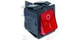 pulsador basculante 30x22mm rojo 2NO 250V 16A iluminado 0-I empalme conector Faston 6,3mm 