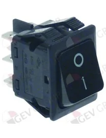 interruptor basculante 30x22mm negro 2NO 230V 16A 0-I empalme conector Faston 6,3mm medida de montaje 30x22 mm
