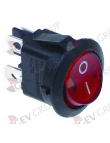 interruptor basculante 20mm rojo 2NO 250V 10A I O empalme conector Faston 4,8mm 