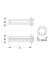 resistencia 2800W 230V 1 montaje ø 57,5mm L 297mm An 32mm H 37mm brida redonda  SAMMIC