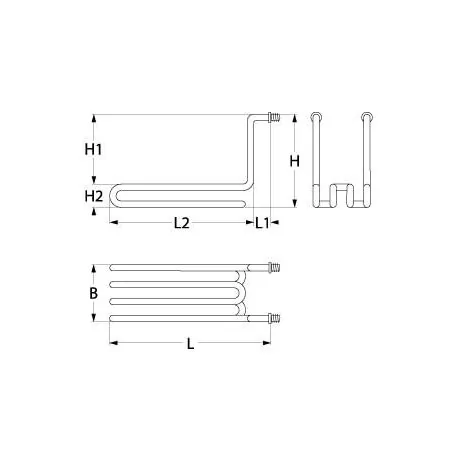 heating element 2050W 230V heating circuits 1 L 305mm W 53mm H 245mm L1 30mm L2 275mm H1 210mm Angelo-Po