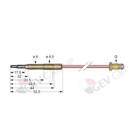 termopar conexión para conector ø6,0(6,5)mm M8x1 L 320mm 