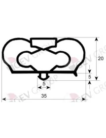 junta para frigorífico perfil 9798 An 631mm H 738mm medida inserción Infrico