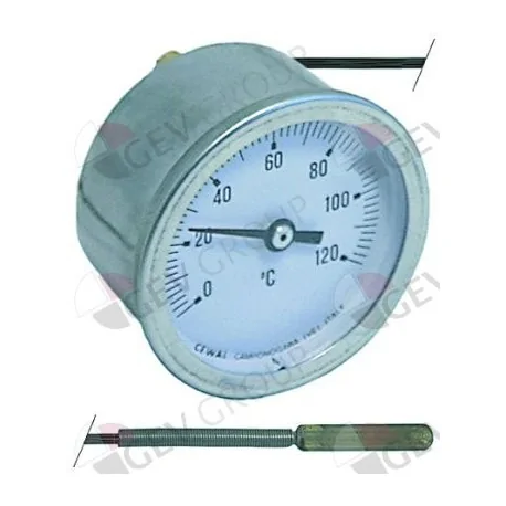 thermometer mounting ø 52mm t.max. 120°C measuring range 0 up to +120°C probe ø 6,5mm 