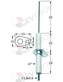 ignition electrode flange length 23mm flange width 15mm D1 ø 7mm L1 50mm BL1 25mm Jemi