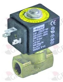 électrovanne 2-voies 230 VAC raccord 1/4" DN 3mm prise femelle DIN -20° jusqu'à 130°C PARKER 