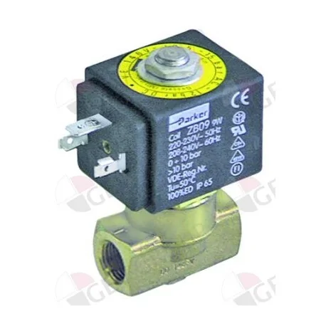 solenoid valve 2-ways 230 VAC connection 1/4" DN 3mm slide-on receptacle DIN -20° up to 130°C 