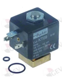 válvula magnética 2vías 230 VAC con juntas tóricas PARKER tipo de bobina KT09 60Hz brida 22x22mm