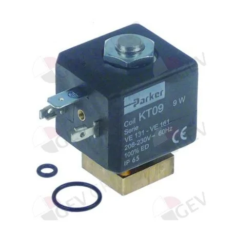 solenoid valve 2-ways 230 VAC with O-rings PARKER coil type KT09 60Hz flange 22x22mm 