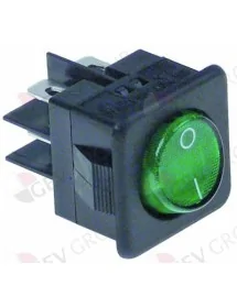 interrupteur à bascule 27,8x25mm vert 2NO 250V 16A lumineux 0-I raccord cosse mâle 6,3mm 