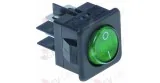 rocker switch 27,8x25mm green 2NO 250V 16A illuminated 0-I connection male faston 6,3mm 