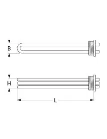 resistencia 3000W 230/380V 3 1½" L 300mm An 32mm H 34mm tubo ø 6,3mm empalme M4 Elettrobar 