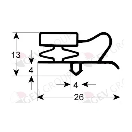 refrigeration gasket profile 9013 W 455mm L 770mm plug size Coreco, Fagor