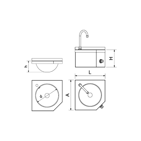 Wall corner basin - XS series