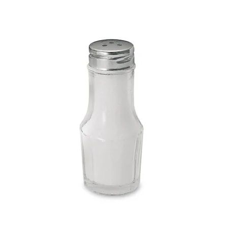 Glass salt shaker with stainless cover