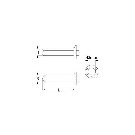 résistance 2800W 230V circuits de chauffage 1 encastré ø 42mm L 290mm lar. 37mm H 32mm Fagor