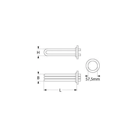 résistance 4500W 230V circuits de chauffage 3 encastré ø 57,5mm L 365mm lar. 33mm H 38mm Sammic 420031