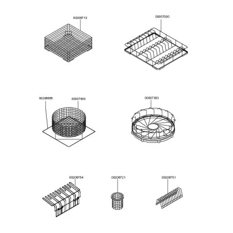 plate basket L 470mm W 470mm H 100mm plates 16 plate ø 240mm Elframo, Komel