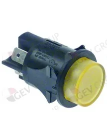 push switch mounting ø 25mm yellow 2NO 250V 16A illuminated connection male faston 6,3mm 