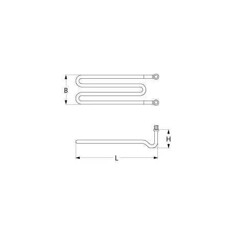 resistencia 2000W 230V L 300mm An 76mm H 30mm rosca 1/4"  sujeción 80mm Elframo Kromel 00203091