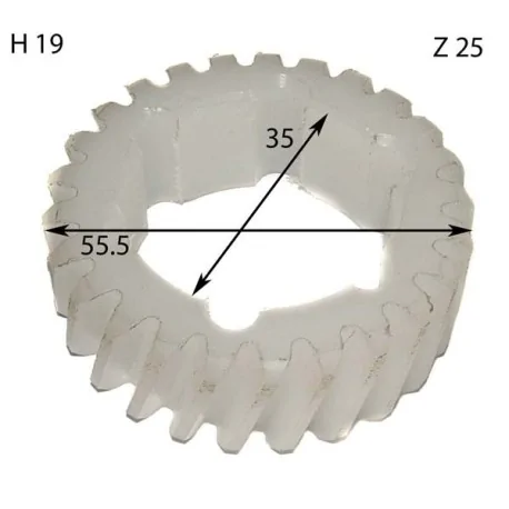 Nylon 25 dents d'engrenage 6 boulons épaisseur 19 mm