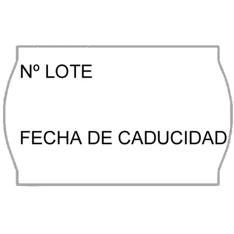 Wavy rolls labels 26x16 white "Número lote" y "fecha caducidad" (40 rolls)