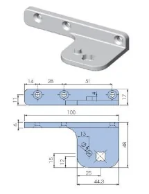 hinge camp type TRB/R1 36mm mounting pos. bottom right L 100mm W 48mm H 17mm Coreco, Fagor, Infrico 