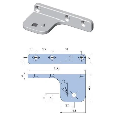 hinge for door mounting pos. left for refrigerated counters L 100mm W 48mm Coreco, Fagor