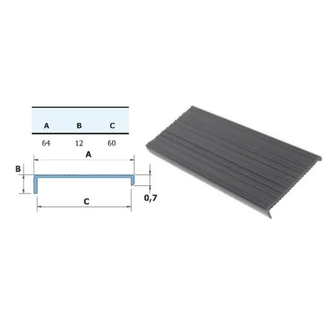 Metro black rigid PVC profile (strip 2 meters)
