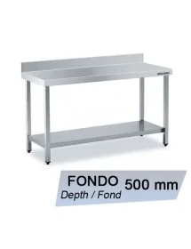 Inoxydable table de mur d'acier avec tablette inférieure à 500 mm DISTFORM